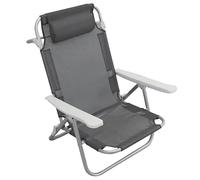 Mediawave Store - Sedia Sdraio Spiaggina da Mare Pieghevole. Struttura in Alluminio con Cuscino, Totalmente Reclinabile. Tessuto Textilene Resistente e Trasportabile con Maniglia. (Grigio)
