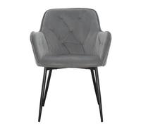 Mediawave Store - Set 2 Poltrone in Velluto QUEEN Retrò, con Schienale Imbottito disponibile in vari Colori e Struttura Nera, per un tocco vintage e confortevole in ogni ambiente (Grigio)