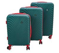 Mediawave Store Set 3 Trolley Rigidi Tris Valigie ABS (Verde)