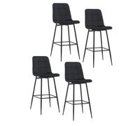 Mediawave Store - Set 4 Sgabelli Bar e Cucina in Velluto Morbido VELVETTE | Design Moderno con Schienale Alto e Robusta Struttura in Metallo Nero | Poggiapiedi Integrato (Nero)