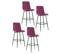 Mediawave Store - Set 4 Sgabelli Bar e Cucina in Velluto Morbido VELVETTE | Design Moderno con Schienale Alto e Robusta Struttura in Metallo Nero | Poggiapiedi Integrato (Bordeaux)