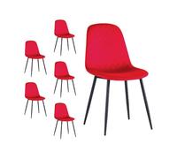Mediawave Store - Set 6 Sedie NUBIA in Velluto Imbottito con Schienale a Rombi Struttura Nera Design Elegante e Confortevole Arredamento Casa e Ufficio (Rosso)