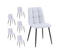 Mediawave Store - Set 6 Sedie Velluto REGINA con Schienale imbottito QUADRATI Struttura Nera: arreda con stile la tua sala da pranzo o il living moderno (Crema)