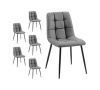 Mediawave Store - Set 6 Sedie Velluto REGINA con Schienale imbottito QUADRATI Struttura Nera: arreda con stile la tua sala da pranzo o il living moderno (Grigio)
