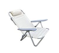 Mediawave Store - Spiaggina Mare Sedia Sediolina Sdraio Schienale Reclinabile Struttura in Ferro con Cuscino, Sedia Mare, Campeggio, Giardino, Lettino Spiaggia (Beige)