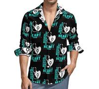 Medical Assistant Heart - Camicia da uomo a maniche lunghe, con bottoni, stile casual, con tasca, Stile:, M