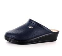 MEDICAL Comfort 100 Ciabatte sanitarie Anatomiche Donna in Vera Pelle Blu e Bianche Antiscivolo.