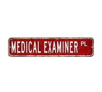 Medical Examiner Cartello stradale medico legale regalo professione targa in latta 10,2 x 45,7 cm personalizzato durevole alluminio metallo cartello decorazione paese segno per strada garage famiglia