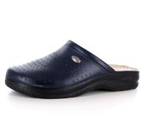 MEDICALCOMFOERT 702 Ciabatte sanitarie Anatomiche Uomo in Vera Pelle Blu e Bianche Antiscivolo.