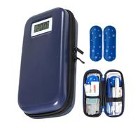 Medication Cooling Bag, Compact Organizer with Ice Packs, Reusable Travel Cooler Case, Temperature Display for School Home Outdoor and Business Trips, 8.27x3.94x2.36 inches