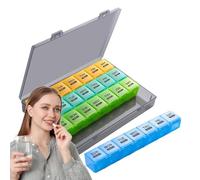 Medication Organizer, Portable Med, 28 Day Travel Pill Box, Medicine Container, Dust Proof Planner, Personal 9.37x5.79x1.46 Inches for Kids and Adults, Compact Travel Friendly Holder with Secure Lid