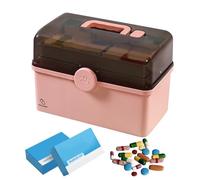 Medication Storage Box, 3-Layer Folding Medicine Organizer with Handle, PP Pill Case for Safe Family Use, Portable and Spacious Design, 19x15.7x16cm / 34x21.5x19cm