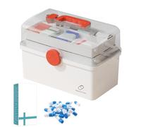Medication Storage Box, 3-Layer Folding Medicine Organizer with Handle, PP Pill Case for Safe Family Use, Portable and Spacious Design, 19x15.7x16cm / 34x21.5x19cm