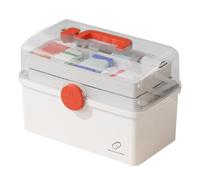 Medication Storage Box, 3-Layer Folding Medicine Organizer with Handle, PP Pill Case for Safe Family Use, Portable and Spacious Design, 19x15.7x16cm / 34x21.5x19cm