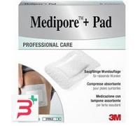 3M - Medipore + Pad tampone assorbente non aderente 10x10 cm, confezione da 5, 3566NP