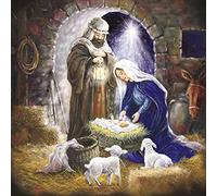 Medici Cards - Confezione da 10 biglietti natalizi di beneficenza, "The Nativity", 10 biglietti con uno splendido design religioso