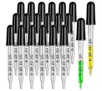 Medicina contagocce in vetro per adolescenti, oli essenziali, pipetta con ventosa nera, punta dritta, gocce calibrate per medicina, arte, nutrienti vegetali liquidi, 20 pezzi