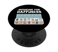 Medicina per gatti per la felicità gattini carini donne ragazze bambini PopSockets PopGrip Adesivo