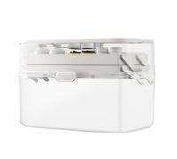 Medicine Organizer Box - Multiuso, contenitore a doppio strato Clear Medicines | Armadio per medicinali portatile con coperchio, per conservare gioielli, custodia pieghevole per casa, dormitorio,