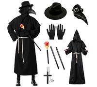 Medico Della Peste Costume, Costume Dottore Della Peste, Costume Halloween Uomo, Costume da Maschera di Halloween con Set di Accessori per La Festa di Halloween in Costume Cosplay (L)
