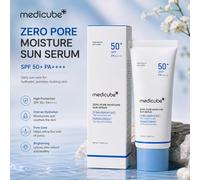 MEDICUBE Zero Pore Moisture Sun Serum SPF50+ P 50ml Skincare Coreana, Protezione Solare Viso Idratante con Acido Ialuronico, Cura dei Pori & Protezione UV Leggera