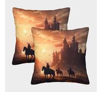 Medieval Castle Scene-fantasy Adventure Illustration Federe Cuscini Per Divano Decorativa Available All Seasons Fodere Cuscino Set 2 Pezzi Moderno Da Letto Divano 50x50cm