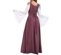 Medieval Clothing - Vestito da donna in stile rinascimentale | Abito da sera vintage, con maniche a tromba, elegante, da sera, da cocktail, gotico, svasato, da ballo