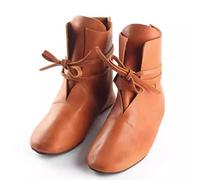 Medieval Cosplay Boots - 1 Paio di Scarpe medievali retrò PU Stivali di Cuoio - Steampunk PU Cuoio Cavaliere Stivali,Arancia,44