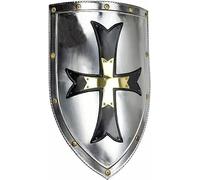 Medieval Crusader Steel Shield 18 Gauge Armatura Templare Viking Steel Iron Shield Handmade Battle Warrior Metal Shield per LARP, cosplay, fiere rinascimentali, Halloween, rievocazione storica