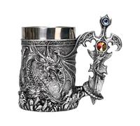 Medieval Dragon Mug - 600 ml grande capacità Vintage Beer Stone with Dragon Pattern | Retro Coffee Drinking Cup For Men & Women | Gothic Style Tankard for Home Bar Travel