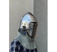 Medieval Knight Bascinet Helmet 18G Steel LARP Combat Ready Cosplay Helmet Armor