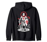 Medieval Knight Crusade Inghilterra Inglese St George Storico Felpa con Cappuccio