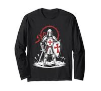 Medieval Knight Crusade Inghilterra Inglese St George Storico Maglia a Manica