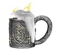 Medieval Knight Mug - 5.71 Inches Crusader Beer Tankard | Stainless Steel Cup - Resin Design With Stainless Steel Liner 450ml Capacity Keeps Drinks Warm Or Cool For Medieval Themed Parties
