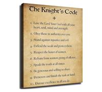 Medieval Knight Quote Code of Chivalry Inspirational Poster Canvas Wall-Art for Office Man Cave Bedroom Decor(Framed,16x24inch(40x60cm))