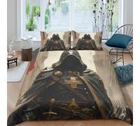 medieval knightcopripiumino ultra microfibra Set di 3 Pezzi stampa 3D con cerniera fantasy warrior style Set Di Copripiumino incluso federe aiosa morbida for adolescenti Super king（260x220cm）