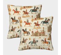 Medieval Knights-illustrated Fantasy Style Federe Cuscini Per Divano Decorativa Art Fodere Cuscino Set 2 Pezzi Moderna Per Divani Giardino 50x50cm