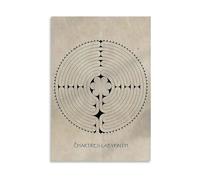 Medieval Labyrinth Canvas Print Chartres Cathedral Sacred Geometry Wall Art for Meditation Room Office Home Decor(Unframed,12X18inch(30X45cm))