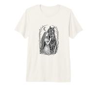 Medieval Maiden Horse Gothic Fantasy Sword Moon Design Maglietta Premium