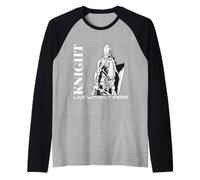 Medieval Renaissance Knight Live Without Fear Warrior Maglia con Maniche Raglan