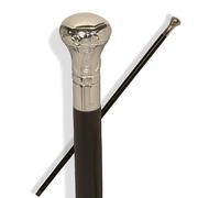 Medieval Replicas Classic Canes Chrome Knob Formal Cane Black Hardwood Shaft