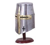 Medievale Cavaliere Armatura Crociato Templare Elmo Casco con Massoni Ottone Cross Casco
