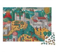 Medievale Città antica Puzzle 1000Pcs Persone che lavorano nei campi Decorazione Per La Casa. Rilassamento E Intelligence Per Adulti E Bambini Da 14 Anni 52x38cm/1000pcs