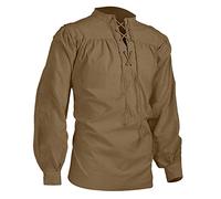 Medievale da Uomo di Grandi Dimensioni- Camicia a Maniche Lunghe con Lacci Casual Ampia Camicetta Chic Vintage Tinta Unita Steampunk Top per Corte Gotica Rinascimentale Halloween Carnevale