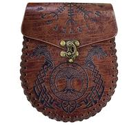 Medievale Faux Leather Belt Pouch Nordic Embossed Marsupio Vintage Portatile Cintura Pouch Renaissance Faire Cosplay Accessori Costume Viking Side Pack Dadi Bag, B, Medievale