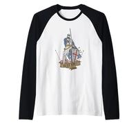 Medievale Guerriero Santo Cavaliere Templare Deus Vult Vintage Maglia con Maniche Raglan
