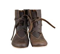SIULAS Medievale PU Cuoio Cavaliere Stivali Rinascimentale Medievale Cosplay Boots Uomo Vintage Boots Fondo Piatto Pizzo Up Scarpe,Marrone,40