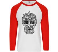 Medievale Teschio Casco Uomo L/S Baseball T-Shirt