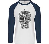 Medievale Teschio Casco Uomo L/S Baseball T-Shirt