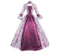 Medievale - Vestito da donna da sera gotico da donna, taglia grande, stile cosplay, elegante, a trapezio medio, con croset e maniche lunghe svasate, abito da cocktail alla moda